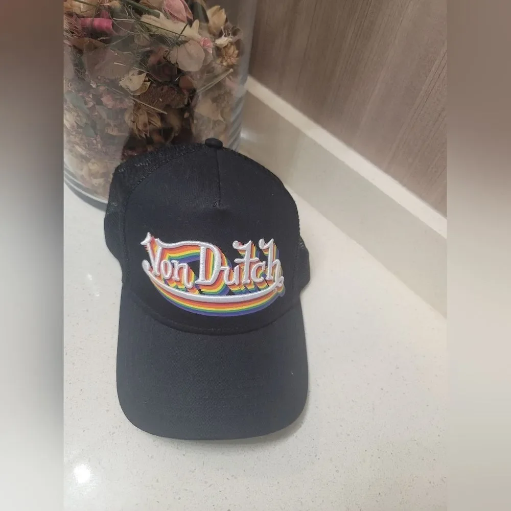 Von Dutch Black Cap with Rainbow Logo